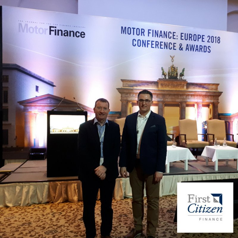 FirstCitizen_ie's tweet photo. @RobertMurrayIE and Gerry Hargadon are doing a great job representing First Citizen Finance and Ireland at the @motorfinance conference and awards event in Berlin today.

#MF2018
#FirstCitizenFinance
#LetsmakeItHappen https://t.co/GFykWbk4Xq