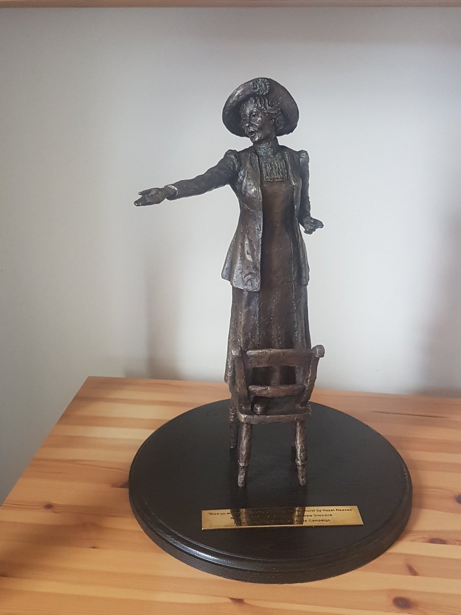 Andrew4Didsbury's tweet photo. The unveiling of the @OurEmmeline statue in St Peter's Square, Manchester is on 14th December 2018 - the 100th anniversary of some women voting for the first time in a British General Election. @HazelReeves with the armature of the statue. Half a ton of clay to be added! https://t.co/Hh9ZoWZAk2