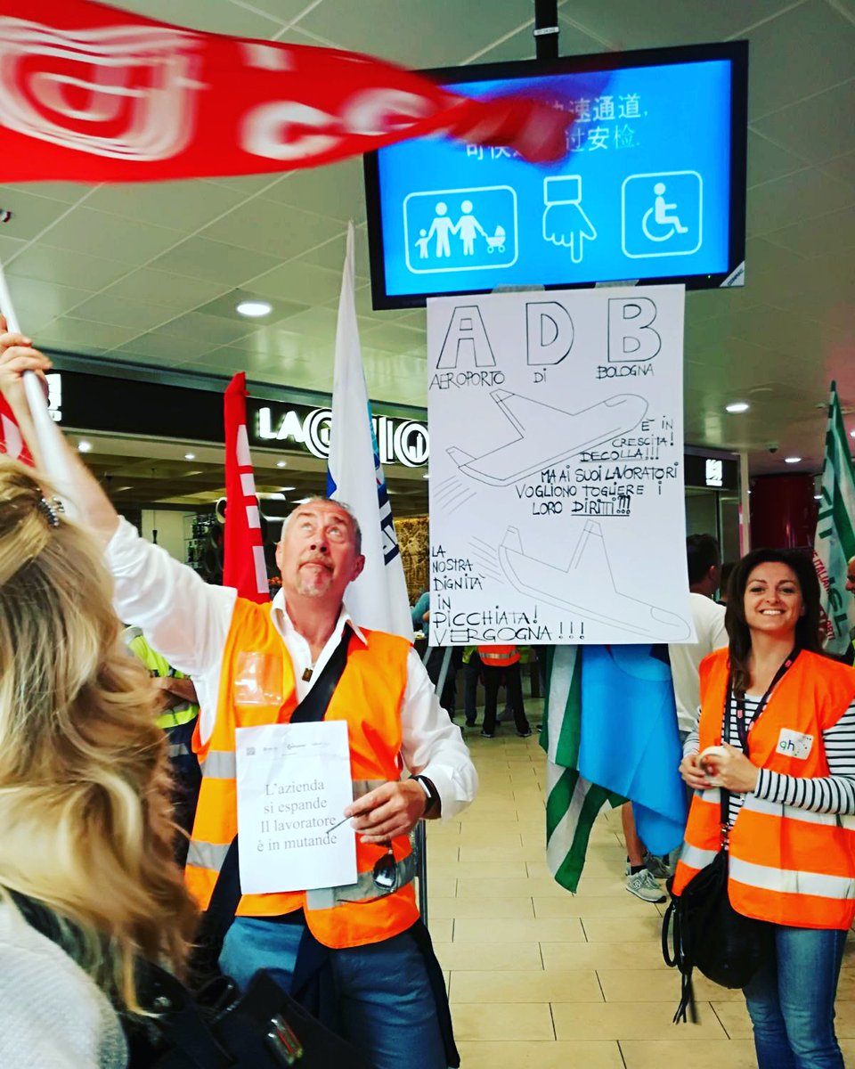 CgilBologna's tweet photo. #Aeroporto #Bologna #Ghservice #sciopero #Filt #Cgil https://t.co/mte1P2Pr2h