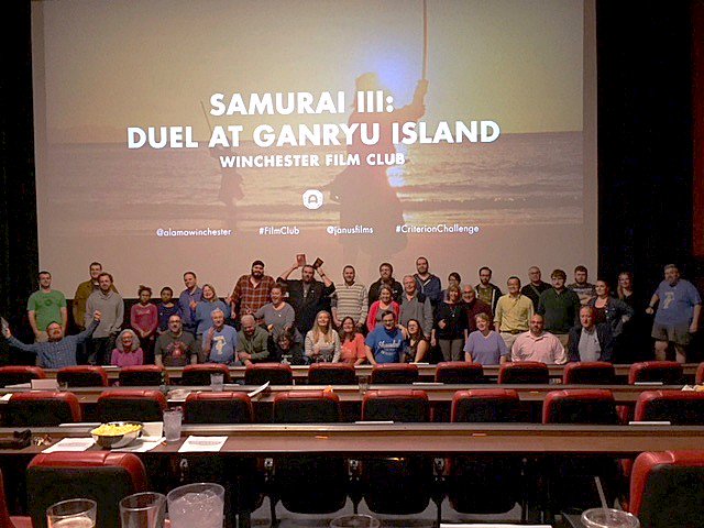 CinemaBandwagon's tweet photo. #FilmClub continued their #CriterionChallenge by completing the powerful SAMURAI TRILOGY with DUEL AT GANRYU ISLAND. A proud group attended all three of these masterful tales thanks to @janusfilms! Now, onto #18 in May -- THE NAKED KISS! #Bravo #CertificatesofCompletion https://t.co/0plzvgR74Q