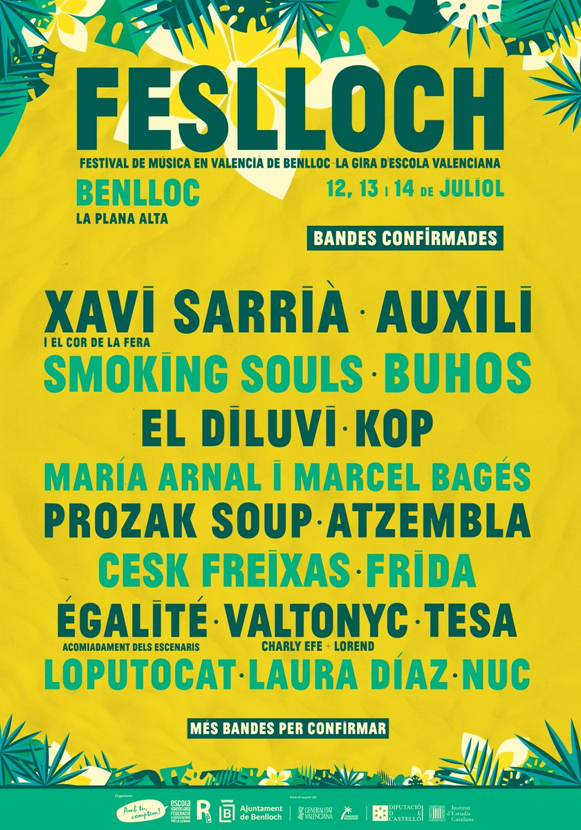 Feslloc's tweet photo. #CARTELL ACTUALITZAT!
SORTEIG 3 ABONAMENTS
 
1⃣ Fes RT a aquest tweet
2⃣ Segueix-nos a @Feslloch 

I així portem el cartell fins al moment, ja van quedant pocs grups per confirmar però tindrem grans sorpreses dins de les restants, a qui t'agradaria veure?☀ https://t.co/7ThIu3YUQ2