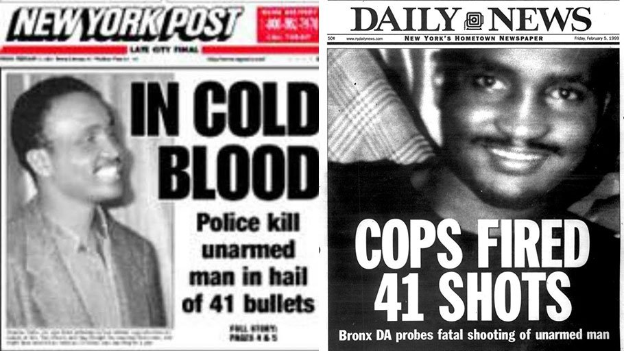 On Feb 4th, 1999, Amadou Diallo, an unarmed 23-year-old Guinean immigrant was shot 41 TIMES by American police officers for bringing his wallet out to identify himself, as he couldn't speak English. All 4 cops who shot him dead were found not guilty. Wyclef's Diallo is about him.