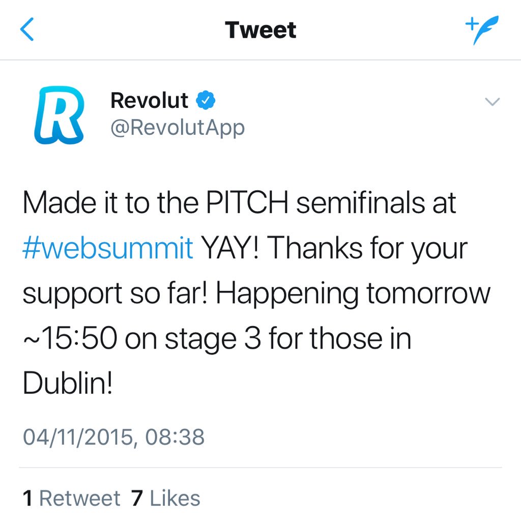 paddycosgrave's tweet image. In 2015 @RevolutApp had a tiny startup booth at @WebSummit

Today they raised $250 million at a $1.7 billion valuation. Incredible to watch from a far.

Congrats to Nikolay, @vyatsenko &amp;amp; all the team. See you at @MoneyConfHQ in June in Dublin.