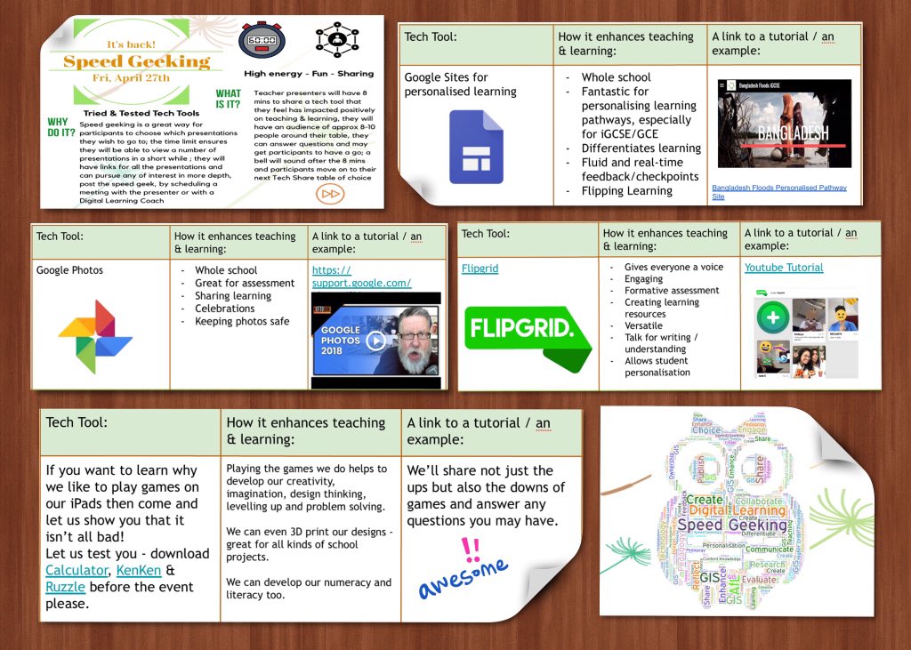 VipulaSharma1's tweet photo. #GISLearning teachers - Come and learn more about @googlephotos @Flipgrid #GoogleSites with @eslweb @MrStewartGIS @GIShumanities and about gaming from 3 of our Yr7 students at tomorrow’s #GISSpeedGeeking event https://t.co/JhByiwm9Mq