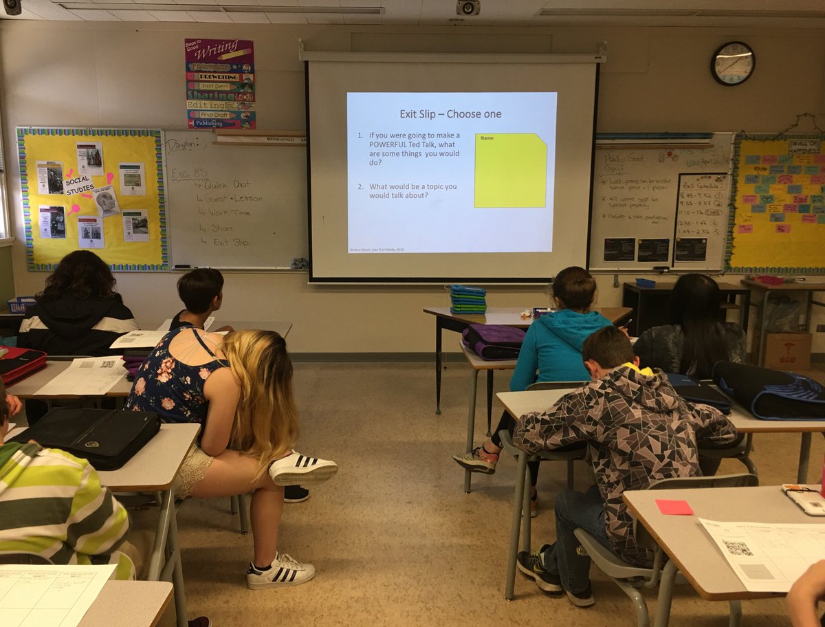 tweetsomemoore's tweet photo. We watched #TEDTalks today to figure out what makes them POWERFUL in this #Eng9 class. Then they got to choose a topic that is meaningful to them so they could starting planning their own! #coteaching #inclusion #ilovemiddleschool https://t.co/5AwkdNgbvY