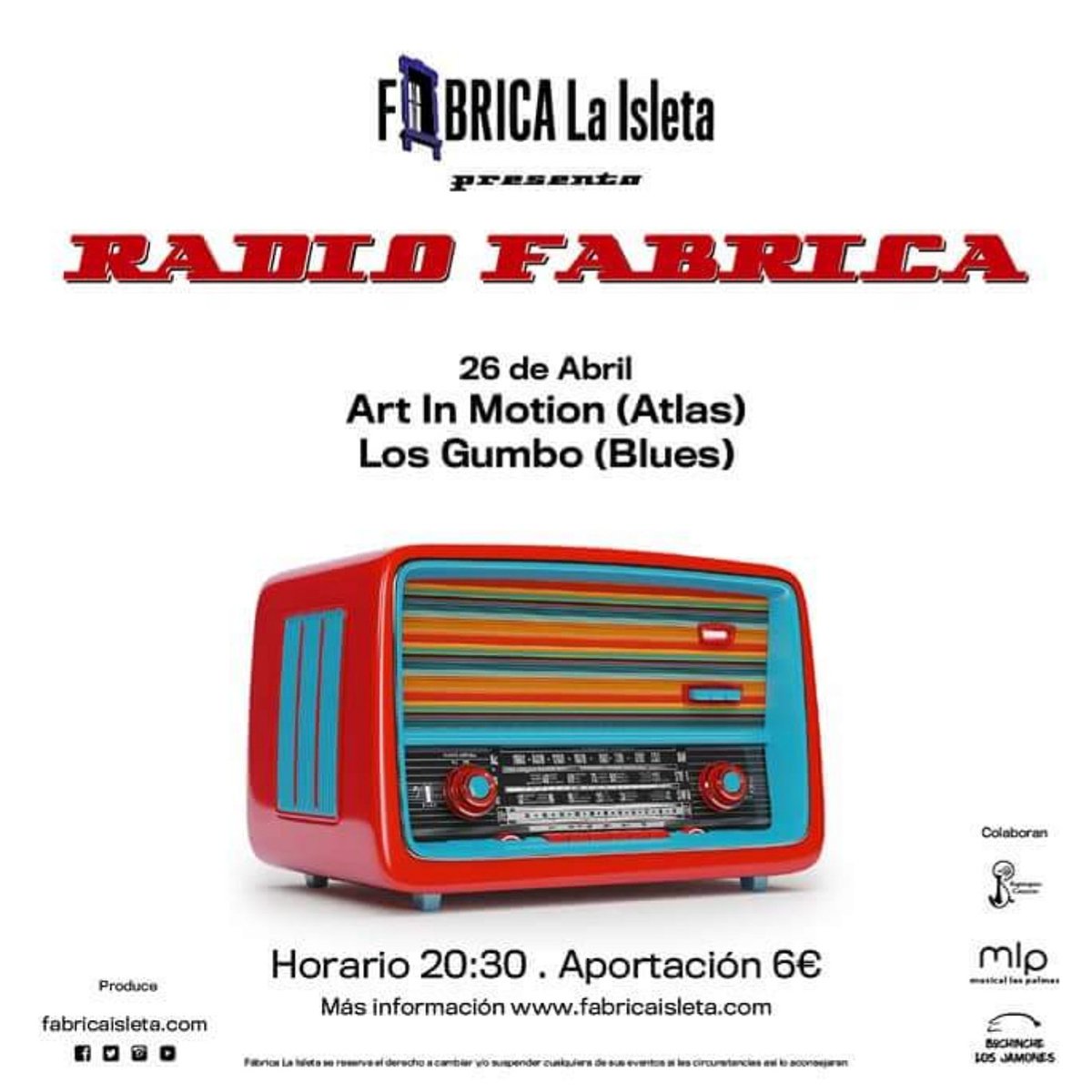 LOS_GUMBO's tweet photo. Ésta noche/Tonight! 8:30 pm
@losgumbo #RadioFábrica 
@fabricaisleta. Aportación: 6€
C/ Princesa Guayarmina 54 #LaIsleta  #LasPalmasGrancanaria #grancanariablues @BLUES_CANARIAS #LiveMusic #MúsicaEnVivo @Canarias_enVivo @MiPlanHoyGC @LasCanteras https://t.co/90F0cFOvQE