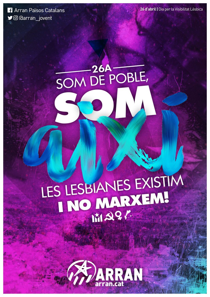 ArranManlleu's tweet photo. #Bondia ☀️
Avui, 26 d'abril, les lesbianes en fem #visibLES
Existim a les ciutats, pero també a tots els pobles dels Països Catalans! Combatem la lesbofòbia i l'exili rural: existim i no marxem! 👭 https://t.co/IAFJAYOAju