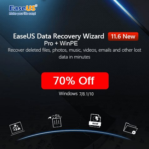 70% Off - EaseUS Data Recovery Bootable Media Discount Coupon Code softmixcoupons.com/data-recovery/…

#Software #WinPE #WindowsRepair #WindowsRecovery #FileRecovery #HDDRecovery #DataRecovery #PartitionRecovery #DataRescue #WindowsRescue #Easeus #Coupons #Deals #Discounts