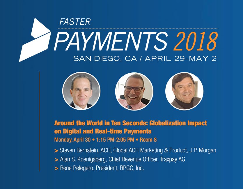 akoeni's tweet photo. .@NACHAOnline #payments2018 is just days away in #SanDiego. Amazing sessions, debate, learning and networking. See you there! .@Traxpay .@G2WebServices .@jpmorgan .@torontodominion #rpgcgroup #payments #trade #blockchain #cryptocurrency #DiversityandInclusion https://t.co/rS6SJ1easa