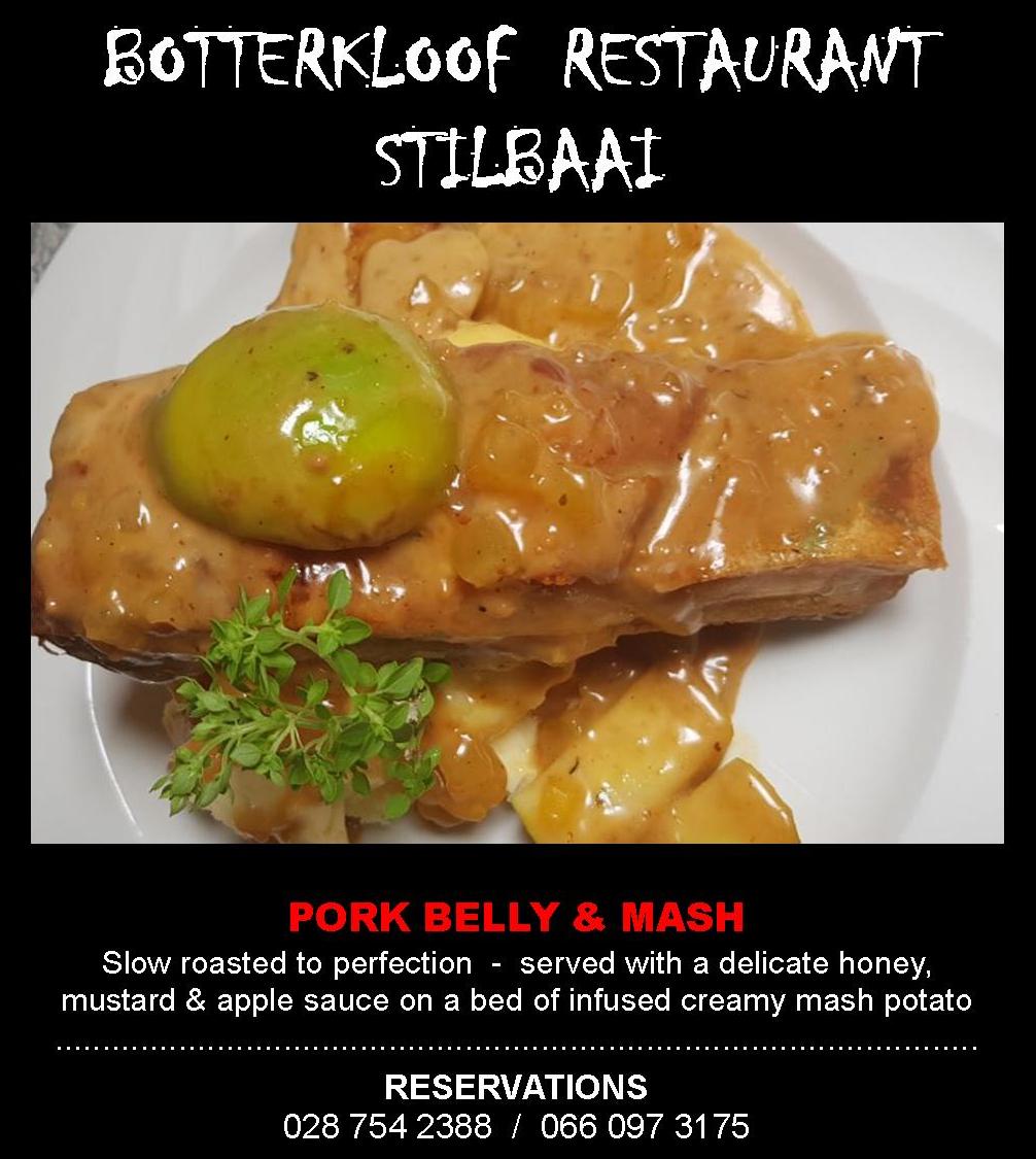 BotterkloofR's tweet photo. STILBAAI: Pork Belly & Mash - slow roasted to perfection. Come and join us for lunch. Tel: 028 754 2388
#eatlocal #eatfamous #goodfood #Stilbaai #botterkloof https://t.co/II97uQ9IvU