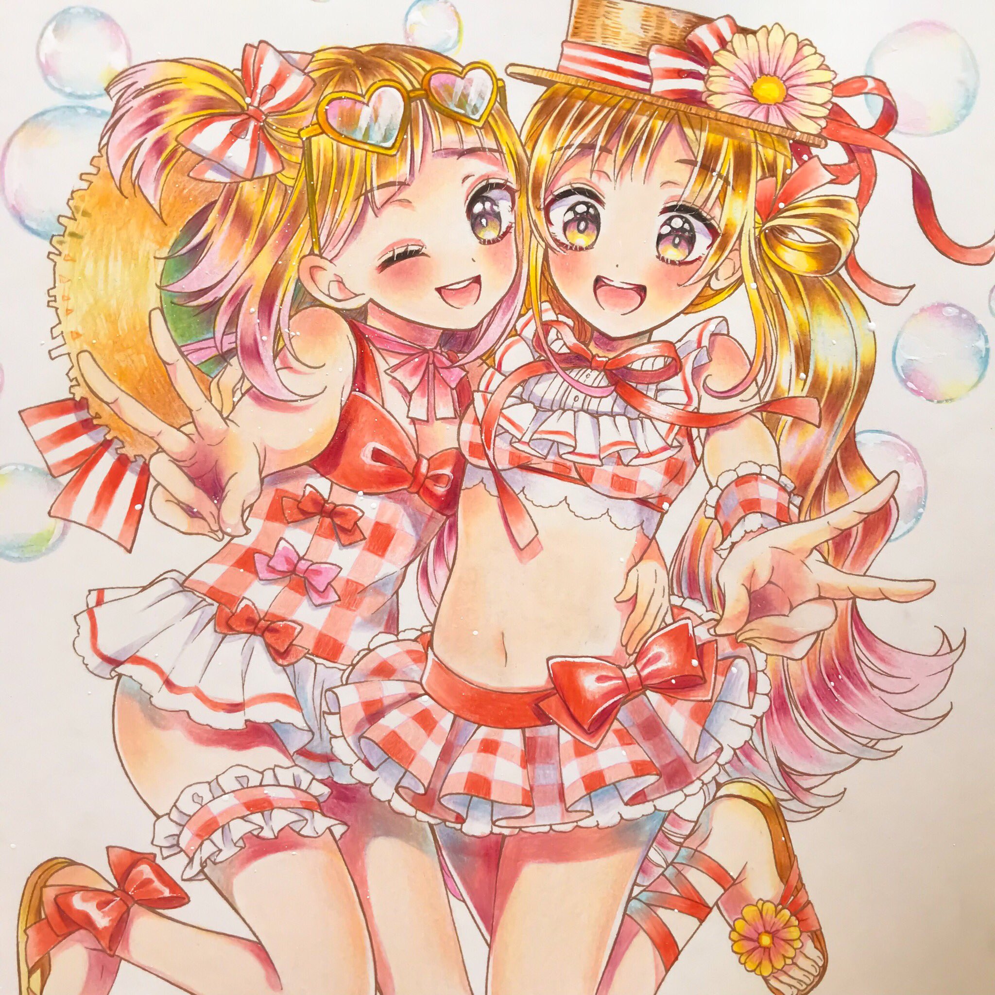 まりぽり 羽のミニ原画展 Ssぬりえ 色鉛筆 ぬりえ第2段 りーりんさんの塗らせていただきました 双子ちゃんにしてみたよー たのしい T Co Bznzvjp6ep Twitter