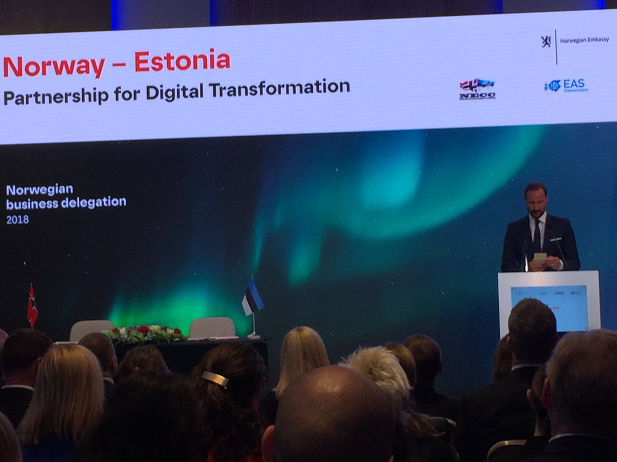 RadmannTrine's tweet photo. His Royal Highness the Crown Prince opens today's businessforum in Tallinn, Estonia. Interesting speech of the minister of Economic Affairs and communications, Mr. Siim Sikkut. Estonia is clearly a digital country-on all levels. @NorwayHealthTec @Kronprinsparet https://t.co/30lOB97ngF