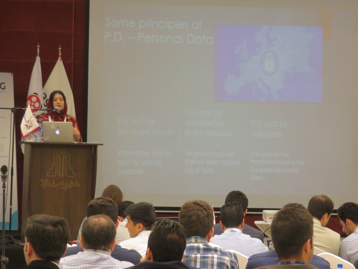 _GeriPetrova's tweet photo. RACI attendee Syuzi Hovhannisyan, Yerevan State University, presenting on data protection at #MENOG18 in Tehran. https://t.co/SYLzLcrnSZ