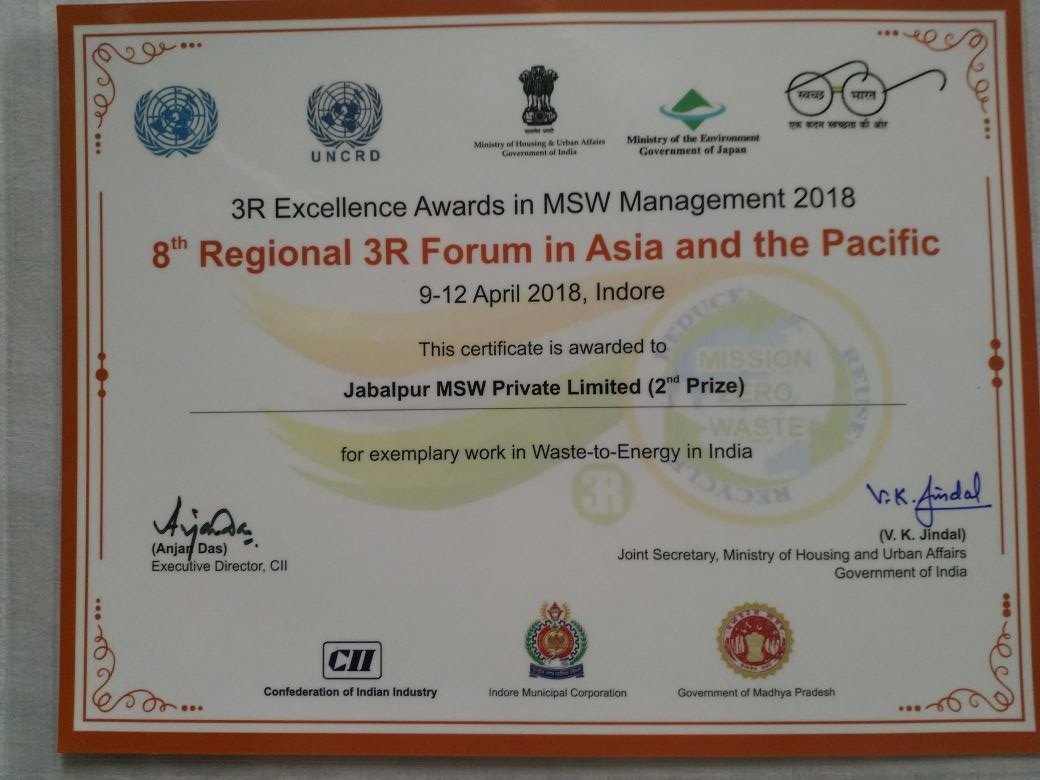Essel_Infra's tweet photo. Essel Infra’s Jabalpur Waste to Energy Plant awarded the integrated MSW-to-Energy category by Ministry of Housing &amp; Urban Affairs https://t.co/piD2xQjRMW