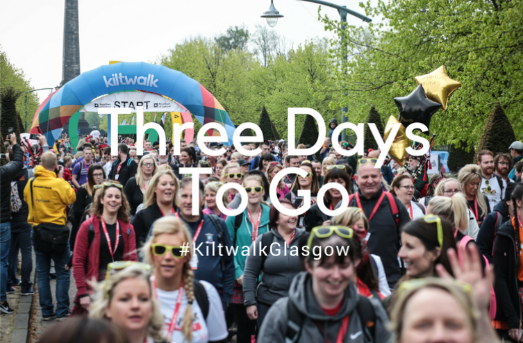 thekiltwalk's tweet photo. Three days to go, Glasgow 😮 There's still time to get signed up! Online registration closes tomorrow at 5pm, don't miss out: https://t.co/MpwejHdX3Z #KiltwalkGlasgow https://t.co/dBqESJT25j