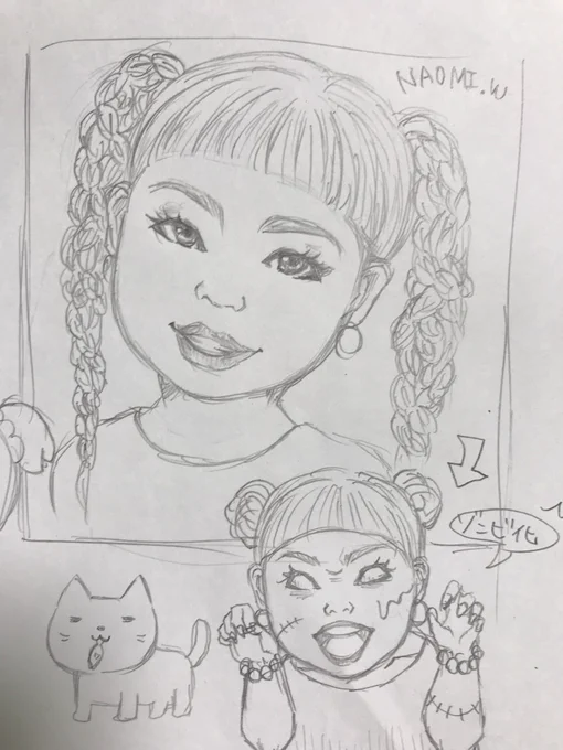 渡辺直美さんゾンビ化w
似顔絵のリハビリ。 