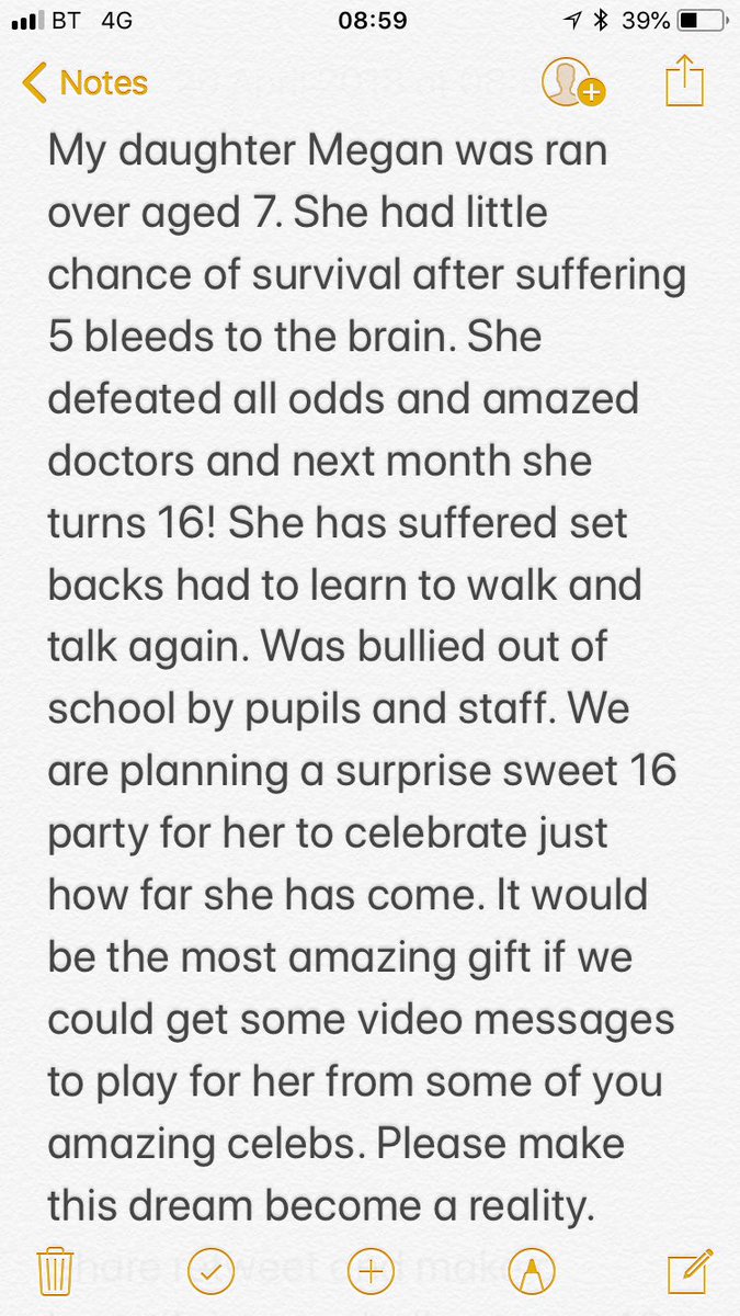 MrsKwJones's tweet photo. Please help make a beautiful young ladies sweet 16 the best yet @edsheeran @LittleMix @BrunoMars @CapitalOfficial @KEY103 @kmfmofficial @jamielomas1 @Hollyoaks @thismorning https://t.co/yJz5vUuSrn