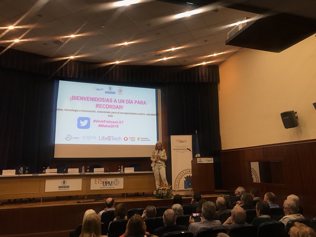 ACTIVAGEproject's tweet photo. Marรญa Teresa Arredondo @Life_S_Tech director talks about the importance of living happily for an #activeageing
#technology #independentliving #smartlivingenvironments
#ACTIVAGEproject https://t.co/cJ7JQmUTm2