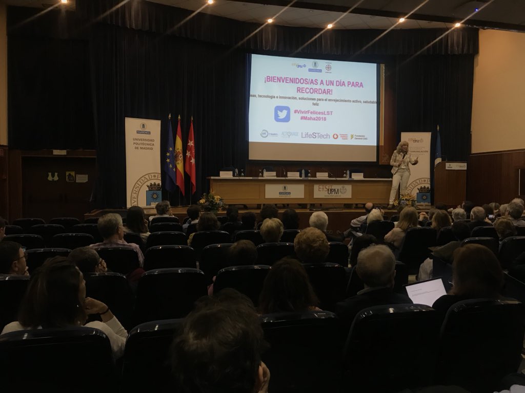 ACTIVAGEproject's tweet photo. Marรญa Teresa Arredondo @Life_S_Tech director talks about the importance of living happily for an #activeageing
#technology #independentliving #smartlivingenvironments
#ACTIVAGEproject https://t.co/cJ7JQmUTm2
