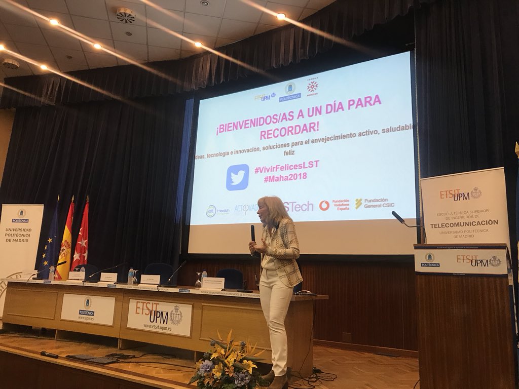 ACTIVAGEproject's tweet photo. Marรญa Teresa Arredondo @Life_S_Tech director talks about the importance of living happily for an #activeageing
#technology #independentliving #smartlivingenvironments
#ACTIVAGEproject https://t.co/cJ7JQmUTm2