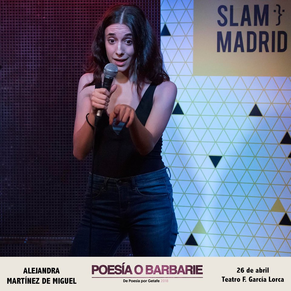 #AlejandraMartínezdeMiguel, campeona del Poetry Slam, estará hoy 26 de abril en #PoesíaoBarbarie ❤️🔥
Celebramos Premio 10x10 Pública Innovación en Cultura 🏆 
Entrada libre en el Teatro F. García Lorca.
Info: bit.ly/PoesiaoBarbari…
#lachicadelaspoesías #cállateydéjanosbailar