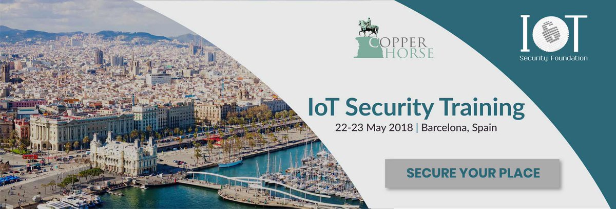 Our #IoT #Security #training is delivered by experts &amp; aimed at IoT practitioners &amp; start-ups. Join us on 22-23 May in Barcelona, Spain to learn how to secure connected products and systems iotsecurityfoundation.org/iot-security-t… #IoTSecurity #Infosec #strategy #privacy #business #startup
