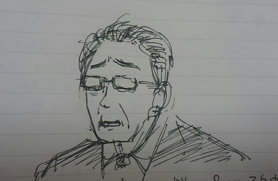 裁判傍聴3日目、繰り返される堂々巡りな尋問に飽きて法廷の当事者たちをアウトレイジ調に描くことに心血を注いでしまった私のノート。
ちなみに3枚目の人を普通に描いたのが4枚目。 