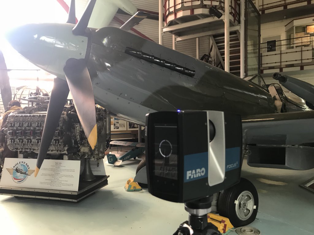 si_horton666's tweet photo. So the greatest aircraft to grace the skies meets the greatest piece of modern technology @faroeurope @isodo3d @SpitfireSolent #farofocus #reverseengineering #laserscanning https://t.co/gGYUoR8sCQ