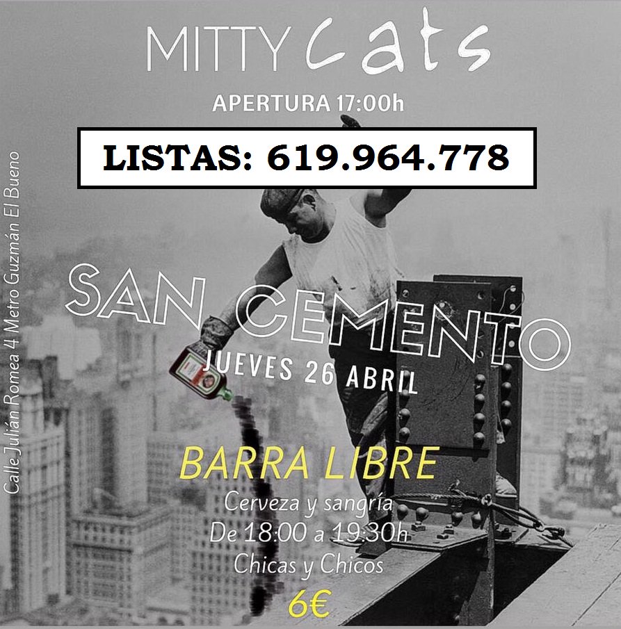 DeFiesta_Mad's tweet photo. JUEVES!! SAN CEMENTRO!! Abrimos esta tarde!!

➜ BARRA LIBRE de 18:00-19:30

Apúntate: 619.964.778
. https://t.co/iafr8XqUBy