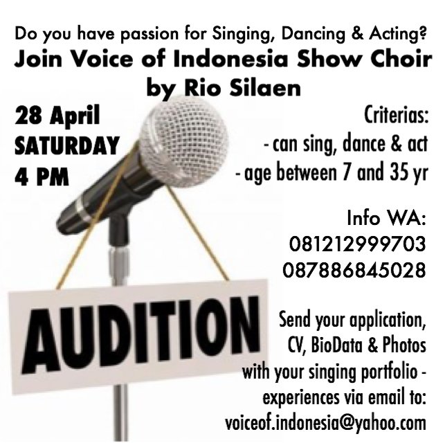 AUDISI VOICE OF INDONESIA, Baca ketentuannya!