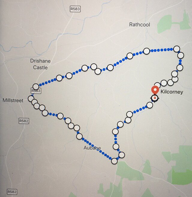 banteermacra's tweet photo. The route for the Ned Tarrant Memorial Tractor Run this Sunday, April 29th in aid of Mallow Search &amp; Rescue 👏🏼🚜🚜 Kilcorney to Millstreet to Aubane &amp; back to Kilcorney 🛣 @Banteerlgfc @Banteer_LyreGAA @BanteerCamogie @johnpauloshea1 @jgtarrant @EtarrantSons @AvondhuMacra https://t.co/kBLsuZEVM9