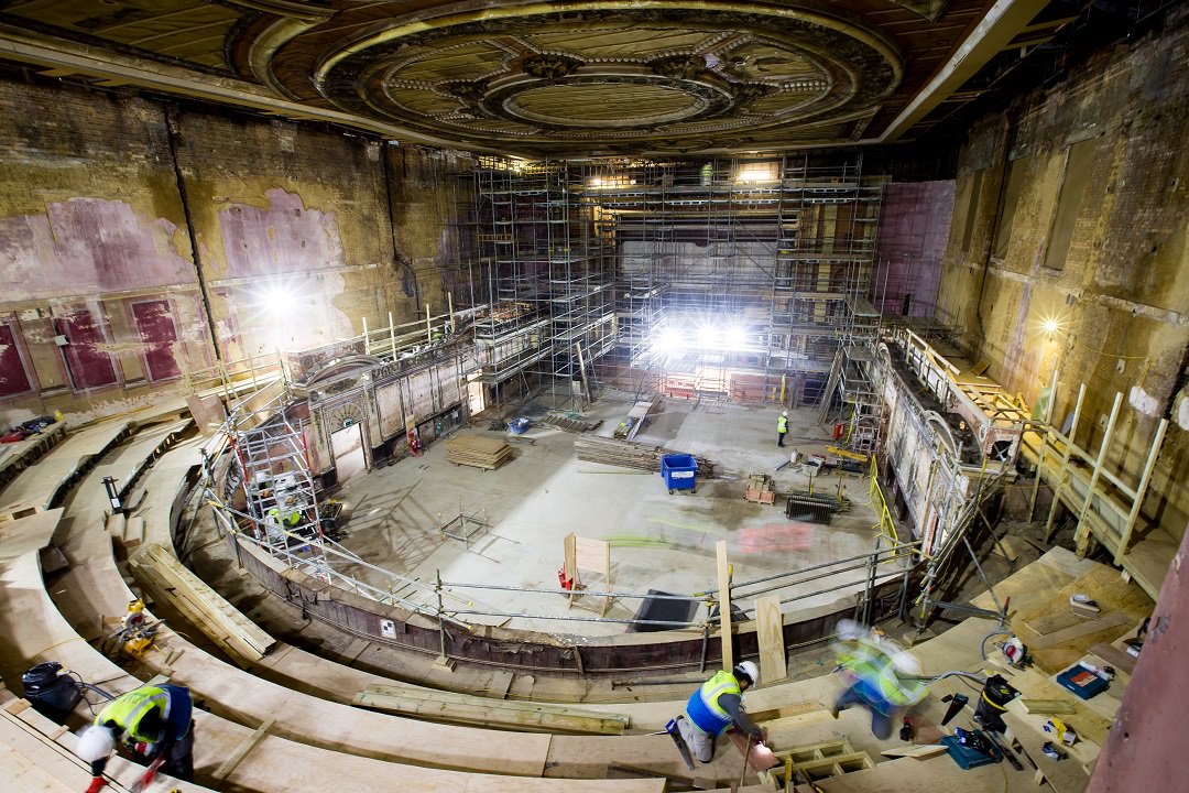 HeritageFundUK's tweet photo. We’re really excited to see these pics of work underway at #NationalLottery funded Alexandra Palace Theatre, plus artist impressions of how it will look when it opens in December.  #AllyPallyTheatre @yourallypally https://t.co/vkcdauxIcQ
