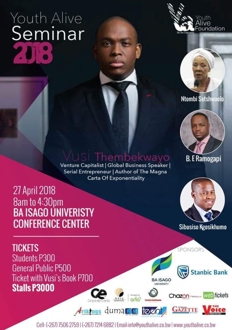 Today joining us on #TheLoDown with @lorato_po is Bakang Keitumetse from Youth Alive Foundation to talk about the Y.A  Seminar 2018. Tune in and get the finer details.