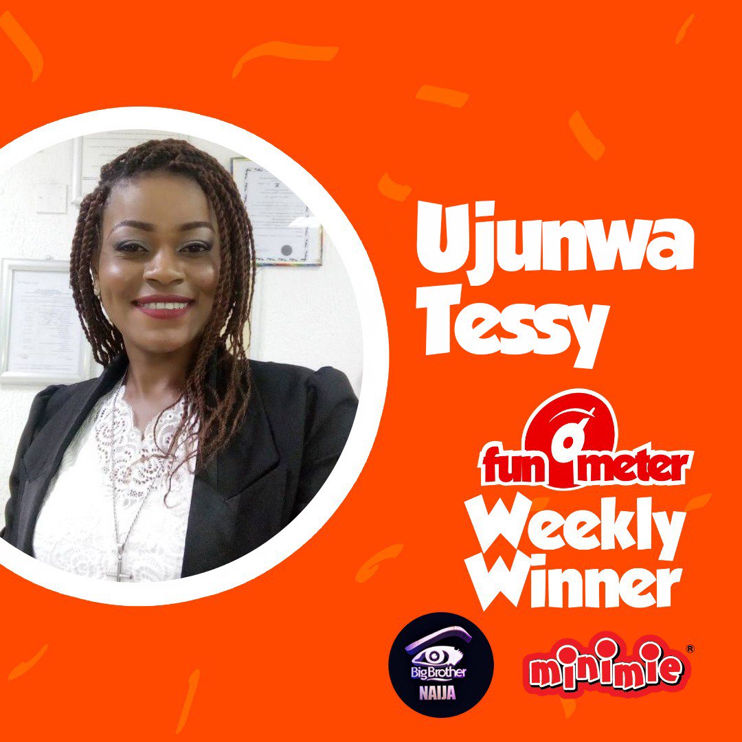 MinimieNigeria's tweet photo. Congratulations, Ujunwa Tessy @Ujtessy is our last & final week winner for the #FunOMeter with the Funologist.
#MinimieNoodles
#ObeyYourHunger
#BBNaija https://t.co/k6TXPA9ITO