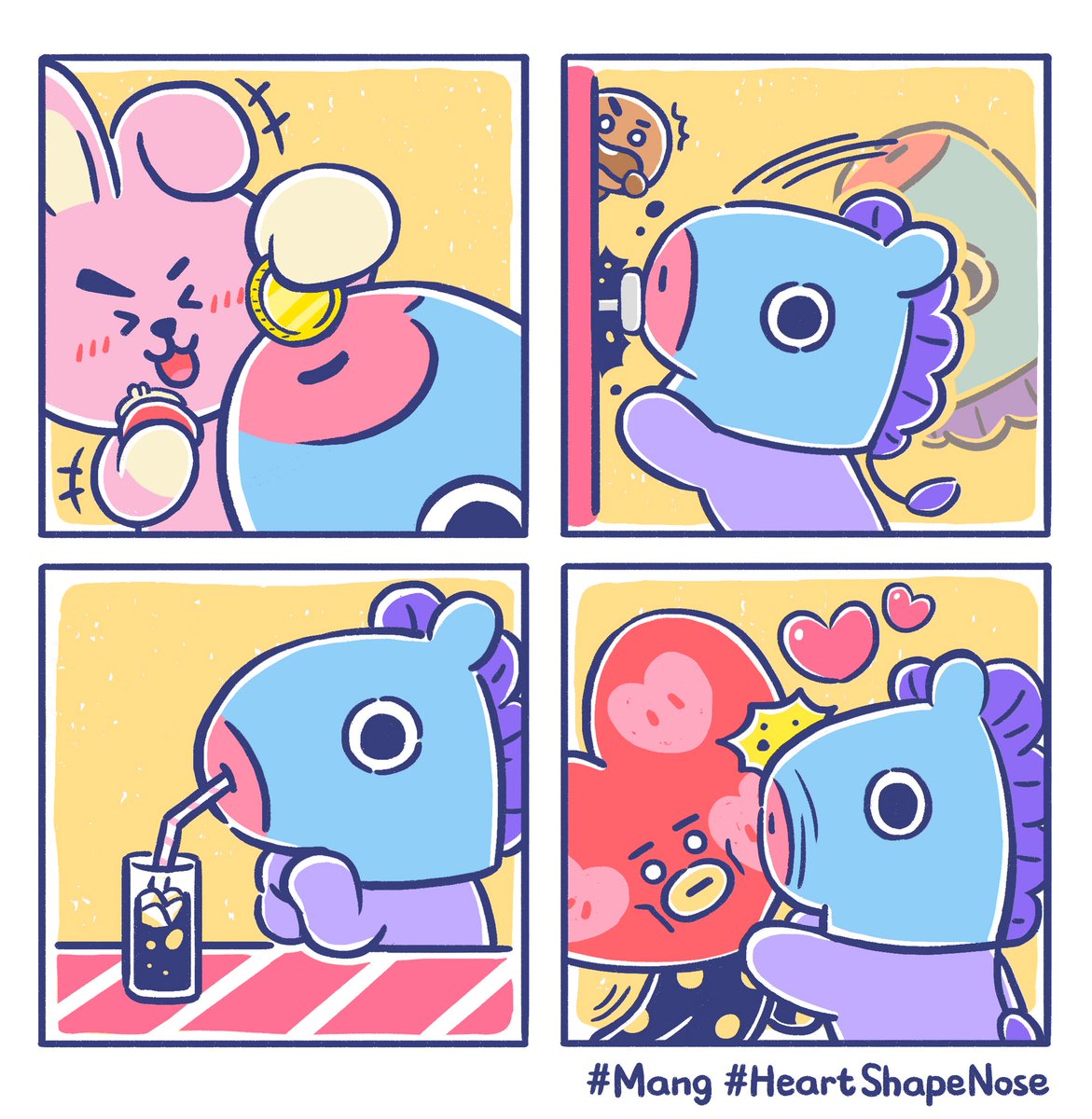 Many ways of using a heart-shaped nose! ??
#MANG #BT21 