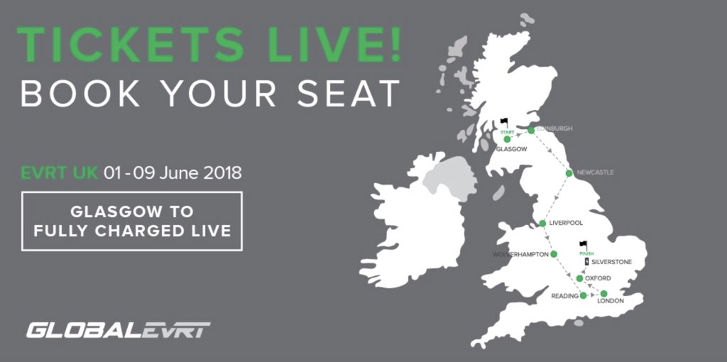 Looking for an electrifying experience?

Tickets to the #ElectricVehicle road trip are now live! Launching in Glasgow on June 1 and finishing at #FullyChargedLIVE at Silverstone on June 9, it’s going to be an #ElectricAdventure!

evrtuk.com