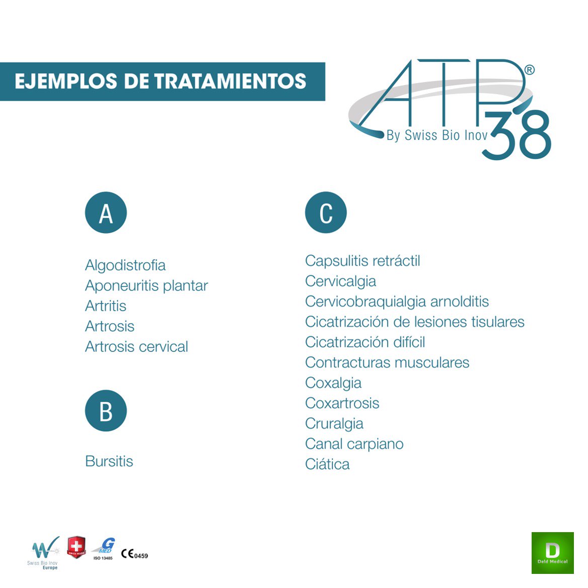 NDeldmedical's tweet photo. Estos son algunos de los más de 120 #tratamientos diferentes que nuestra 4ª generación #ATP38® es capaz de realizar en su #consulta diaria. ¡Hazte ya con tu #máquina! #LLLT #fototerapia #fisioterapia
Para +info: https://t.co/QRfLDGQkfC
Contacto: bnavarro@deld-medical.com https://t.co/r0VyRFGm1U