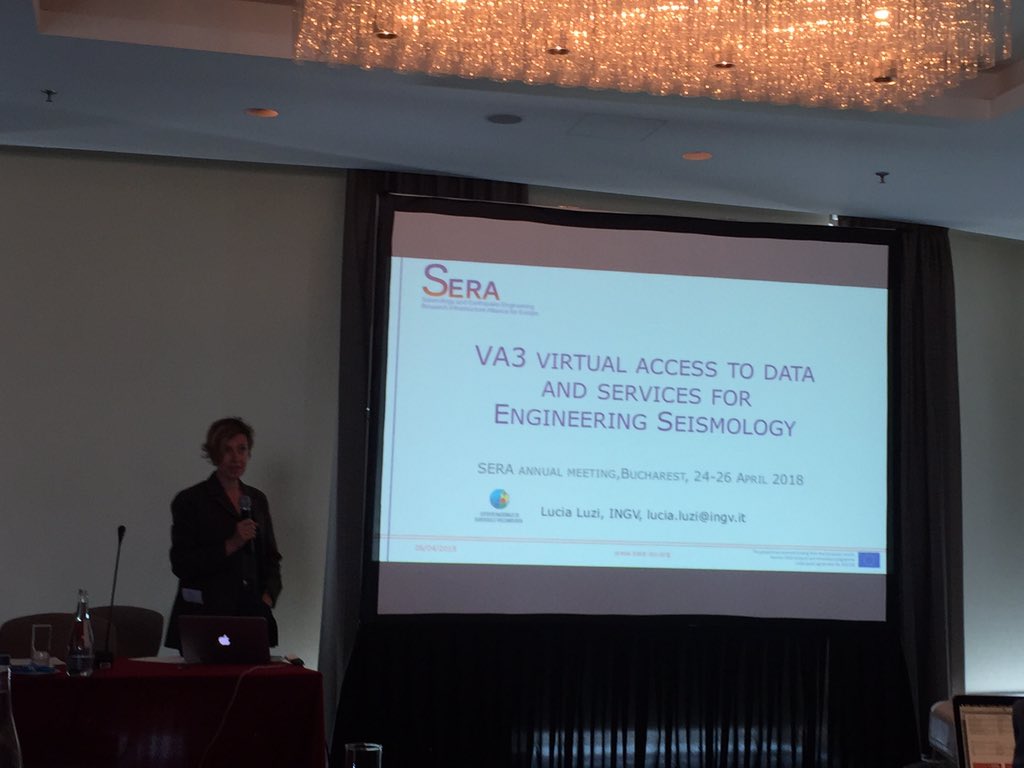 sera_va3's tweet photo. Presentation by Lucia Luzi on virtual #access to data for #engineering #seismology at @sera_research annual meeting in #Bucharest @ESM_db @seismofaults @AHEADarchive https://t.co/lsanvMGpHO