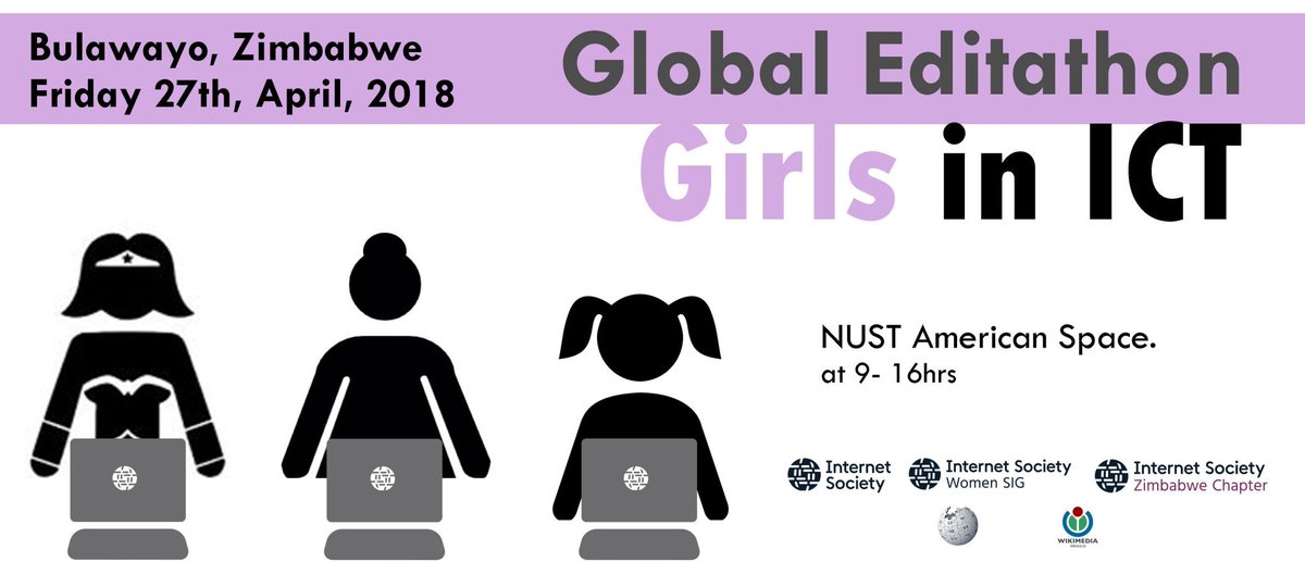 LisaNyamadzawo's tweet photo. Its here! Global Editathon KwaBulawayo. Celebrating #GirlsinICT @ISOCZIM @jsnetzim @SIGWomenISOC @ITU @internetsociety @citezw @marlene_zw https://t.co/rHC1CXV5w2