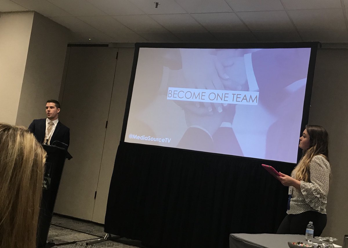 PRSAHealth's tweet photo. At the #analyticsgoals session at #prsahealth, speakers Kevin Volz and Colleen O’Morrow emphasize the importance of breaking down silos and “becoming one team” to gather the analytics you need. https://t.co/mutAho9hak