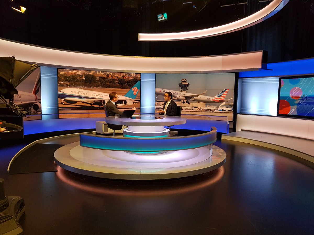 BrandFinance's tweet photo. Behind the scenes: On set @BBCWorld studios in #London with Brand Finance Director, Savio D'Souza, speaking to @bbcaaron about how crucial it is for #airline #brands to engage with their passengers on #socialmedia #AvGeek #aviation #BBCTalkingBusiness https://t.co/07czKuxxoI