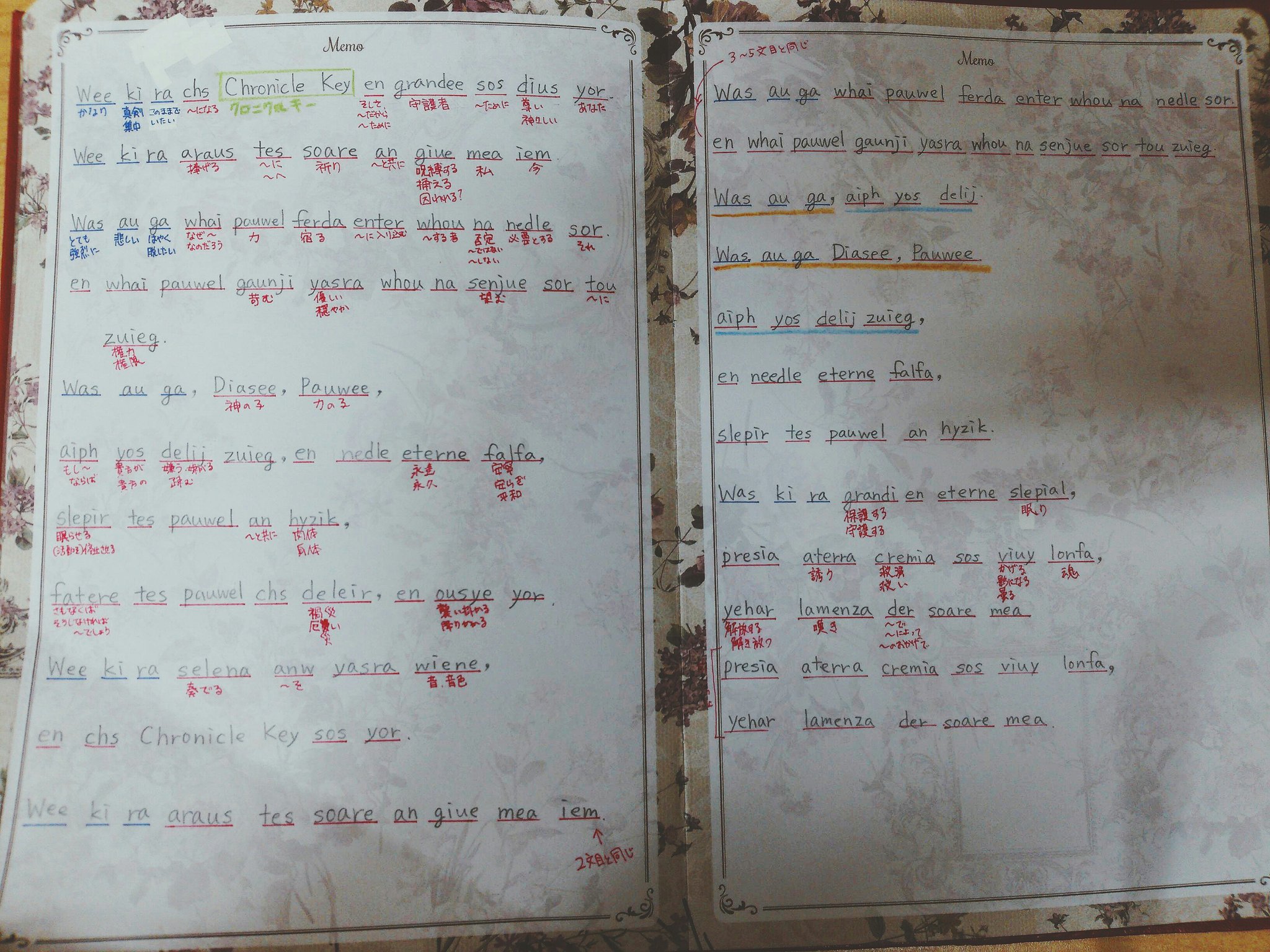 しののめ Hymmnos Exec Chronicle Keyを学習中です 繰り返しが多いので ヒュムノス字におこす際は少し省略するつもりです ヒュムノス