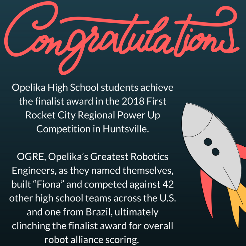 Congratulations to Opelika High School on becoming finalist in the 2018 First Rocket City Regional Power Up Competiton in Huntsville! #beOpelika #myOpelika #GoBulldawgs