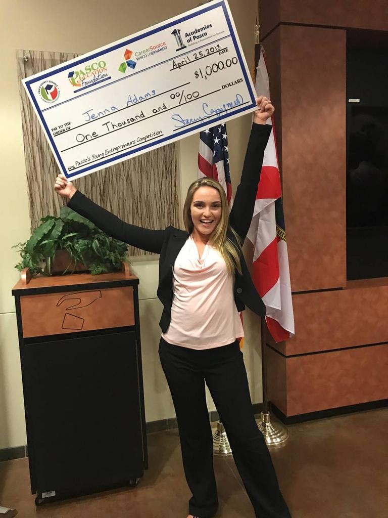 Congratulations to Jenna Adams at the 2nd Annual Pasco Young Entrepreneurs Competition where she won 2nd place &amp; $1K. Go BULLDOGS!