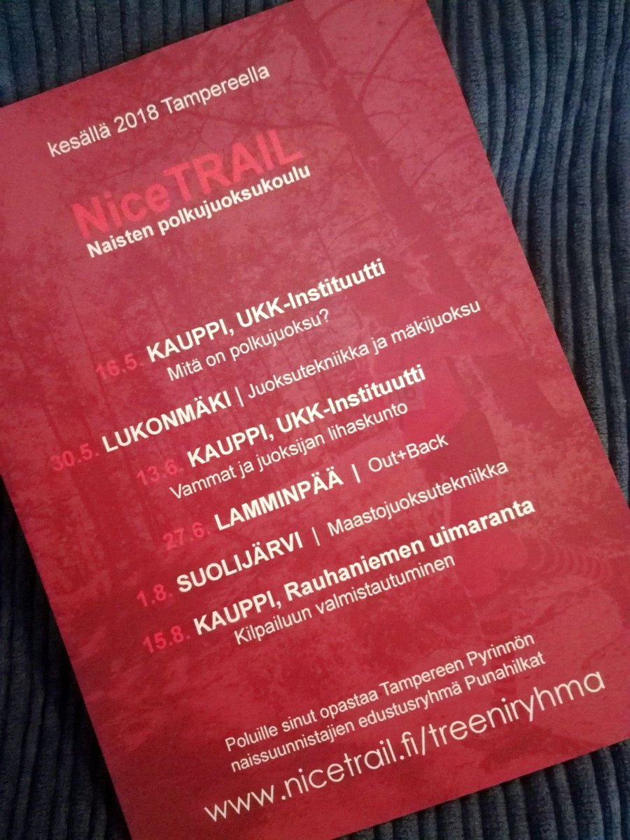 NiceTRAIL-treeniryhmä starttaa jälleen. Tule aloittamaan tai syventämään hauskaa harrastusta meidän mukaan!
#polkujuoksu #trailrunning #juoksu #Tampere 
 nicetrail.fi/treeniryhma/