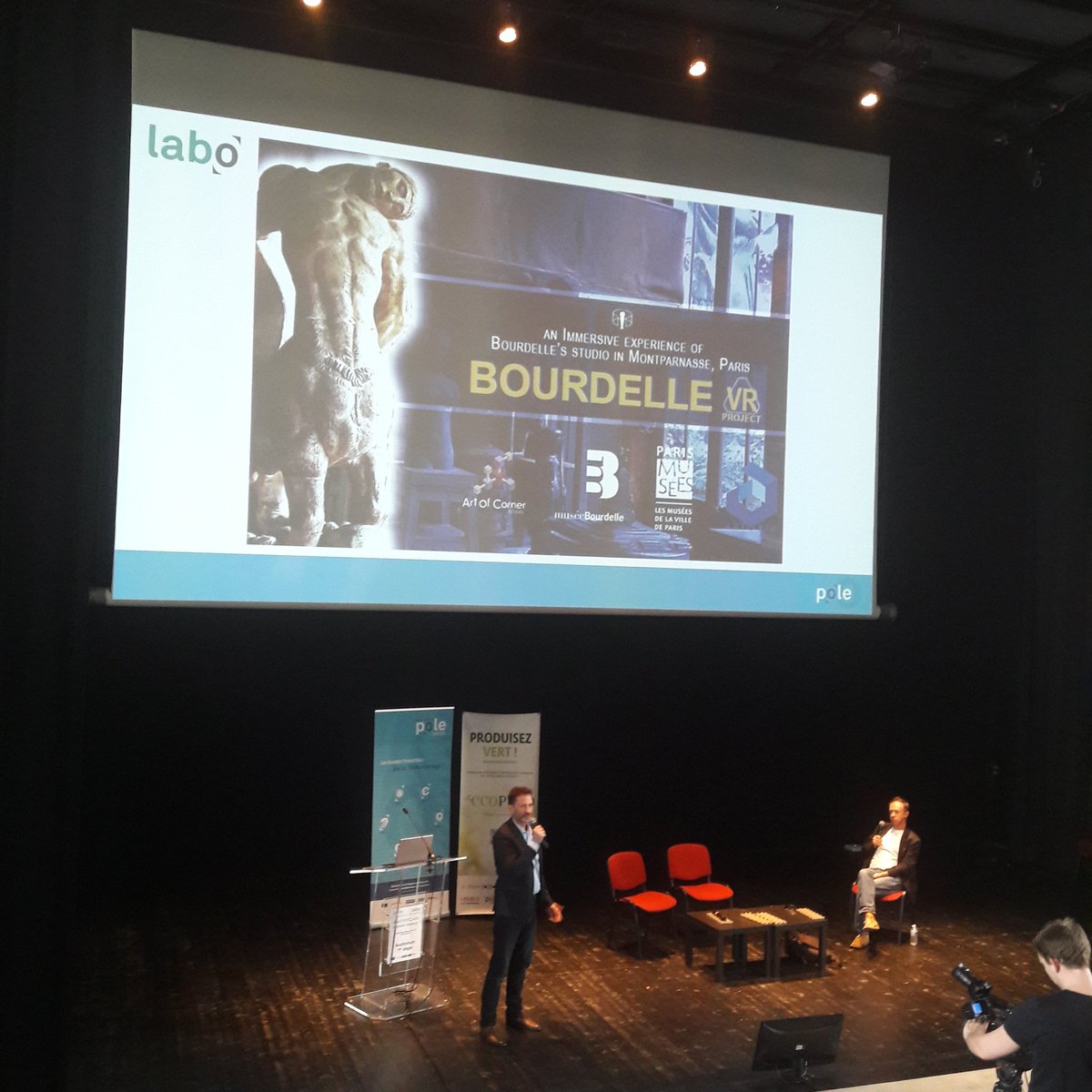 PoleMedia's tweet photo. Pitch du projet Bourdelle produit par @ArtOfCorner #Labo2018 #VR #Masterclass https://t.co/lyhX8pq6yF