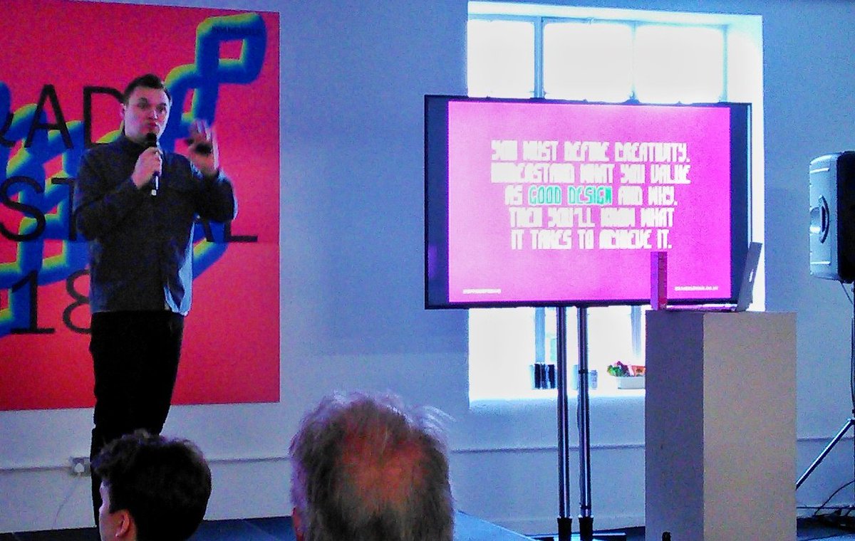 lj_sedgwick's tweet photo. .@OfficeOfCraig is a warm, likeable and engaging speaker... and I'm not just biased towards a fellow northerner #dandad2018 https://t.co/rc3C96migm