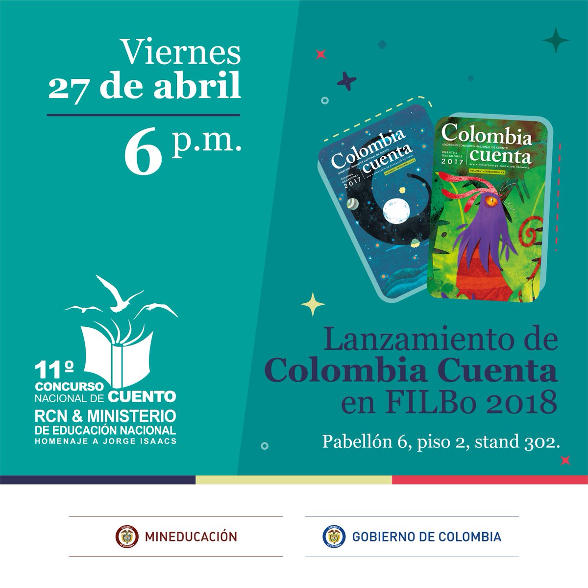 Asiste al lanzamiento del Libro Colombia Cuenta con las mejores creaciones del @ConcurNalCuento versión XI en la #FILBo2018 #CuálEsTuCuento