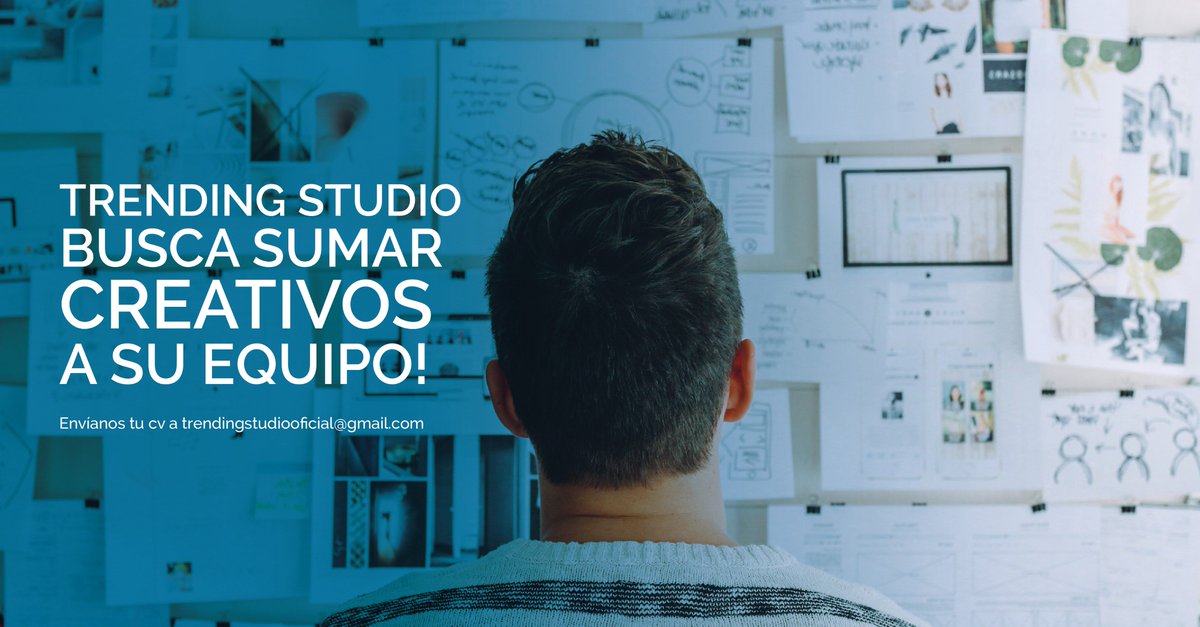 TrendingStudioo's tweet photo. Atención #comunicadores #diseñadores #marketineros envíen su CV a trendingstudiooficial@gmail.com Estamos buscando creativos! https://t.co/WoBpVo3cgW