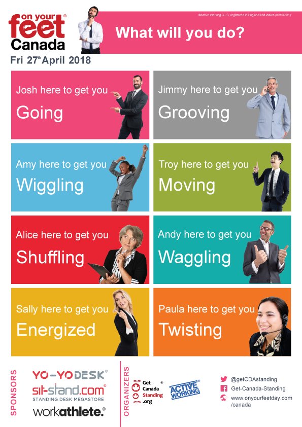 My Fellow Canadians, As you wiggle your Way out of Bed, Look Ahead and Share your Story #onyourfeetcanada #OYF2018 #Sitless #MoveMore <a href="/getCDAstanding/">GET CANADA STANDING</a>